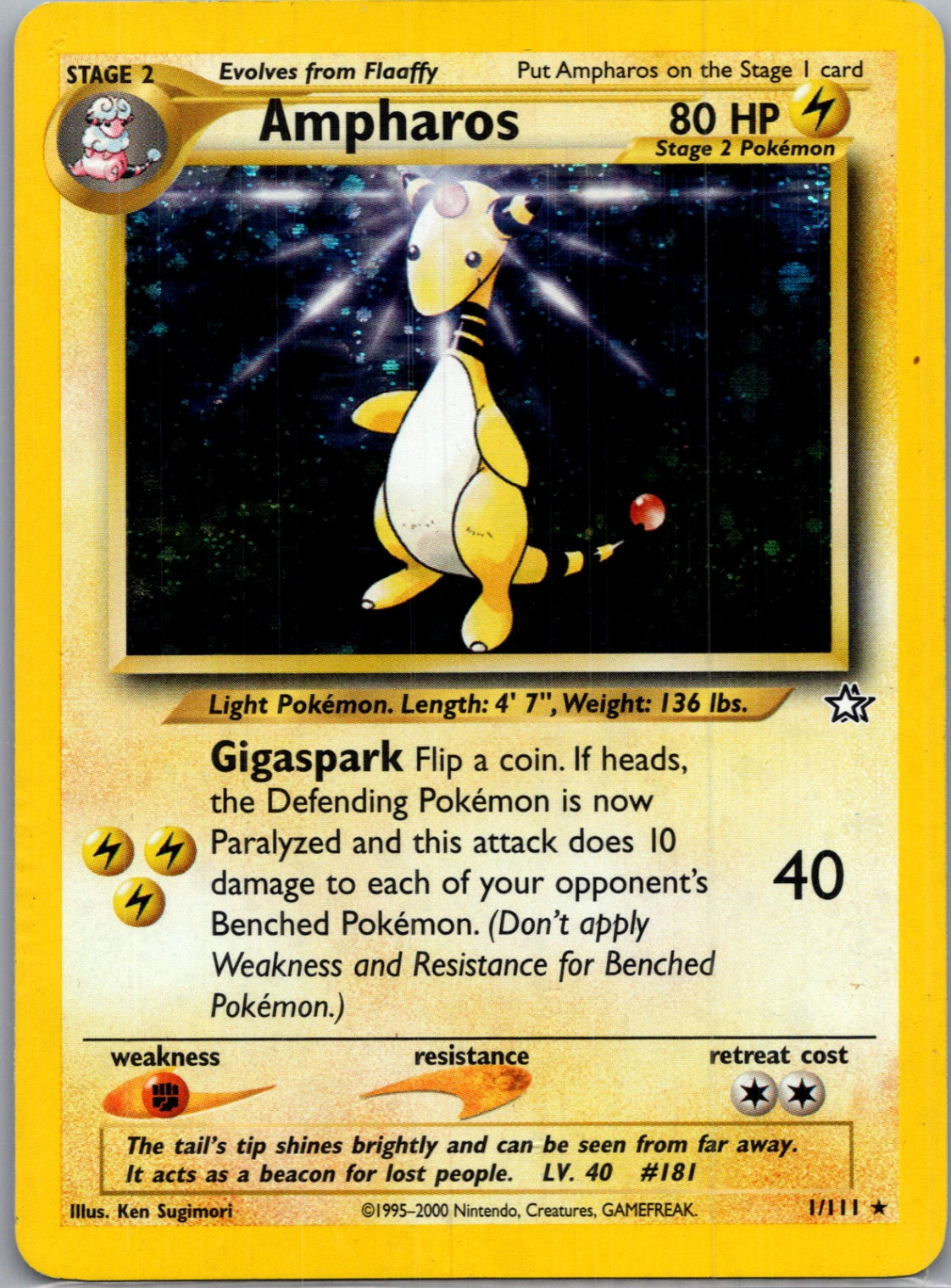2000 Neo Genesis 001/111 Ampharos Holo Rare G357