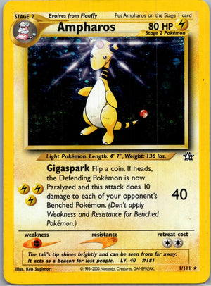 2000 Neo Genesis 001/111 Ampharos Holo Rare G357