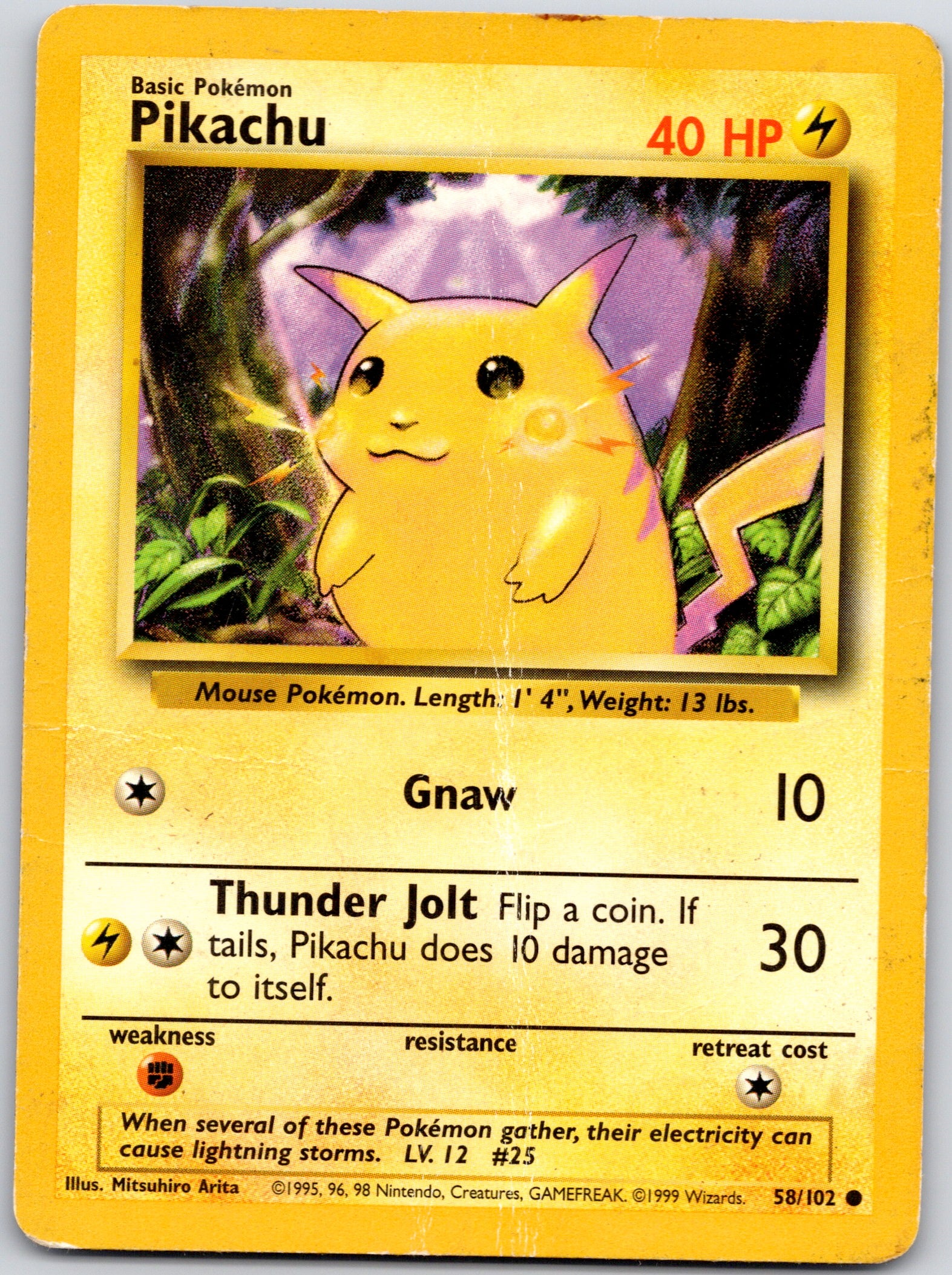 1999 Base Set 58/102 Pikachu Common A13