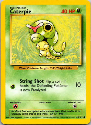 1999 Base Set 045/102 Caterpie Common A205
