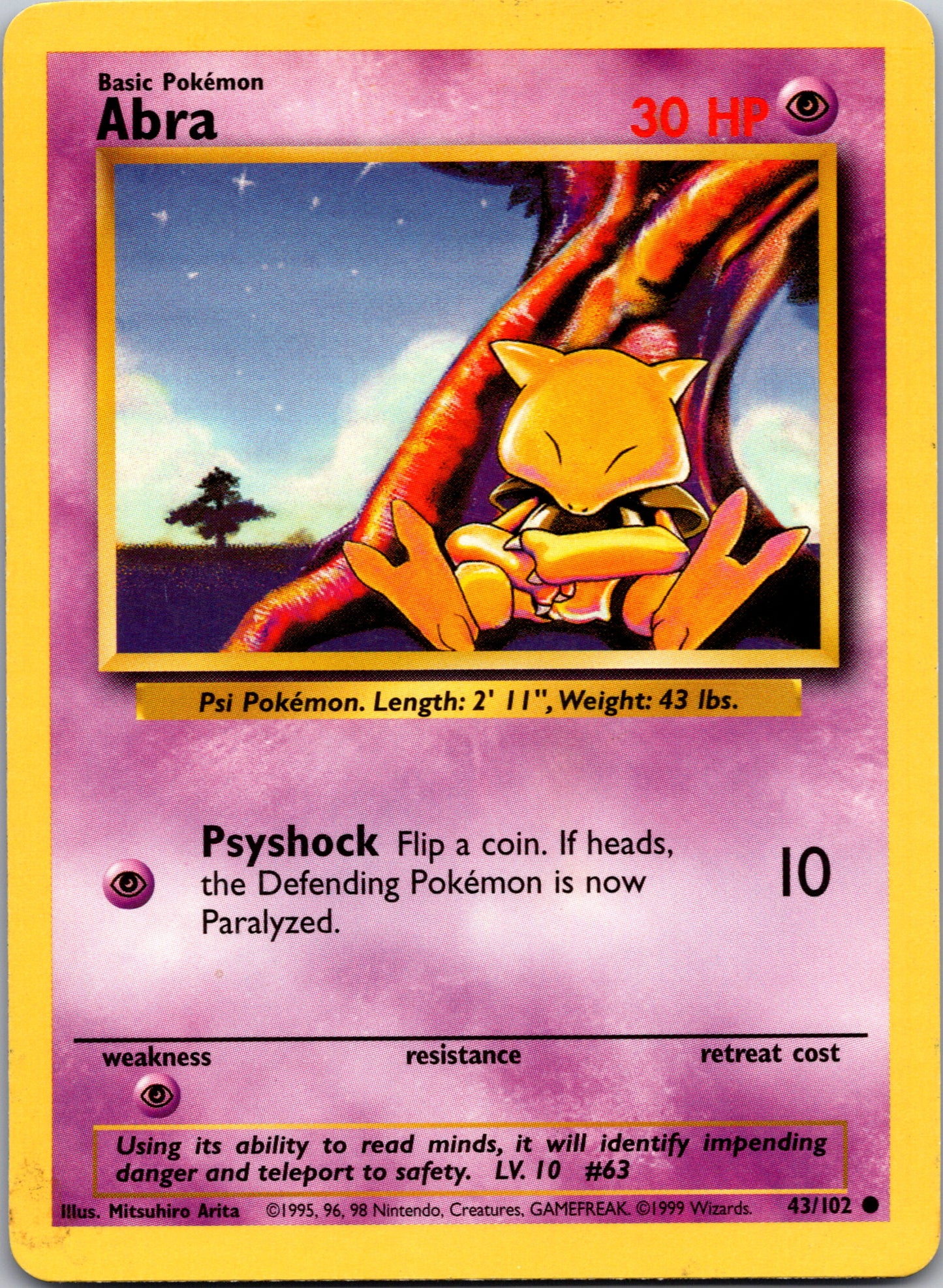 1999 Base Set 043/102 Abra Common A140