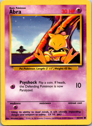 1999 Base Set 043/102 Abra Common A140