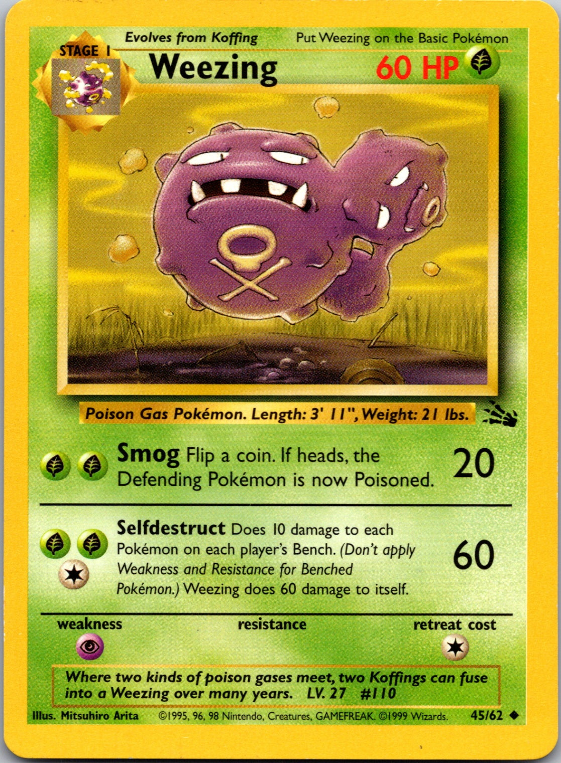 1999 Fossil #45/62 Weezing Uncommon C218