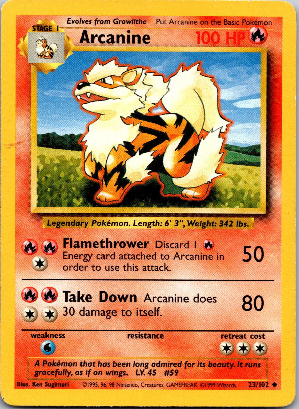 1999 Base Set Arcanine HP F59