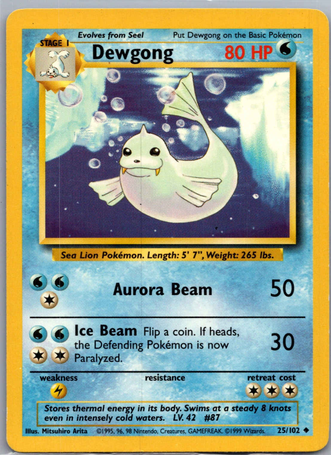 1999 Base Set #025/102 Dewgong Uncommon C39