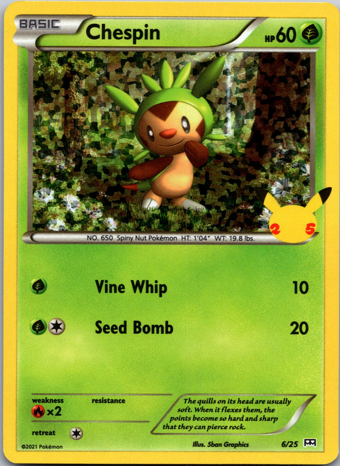 2021 McDonald's 25th Anniversary Promo 006/025 Chespin (Holo) NM  X319