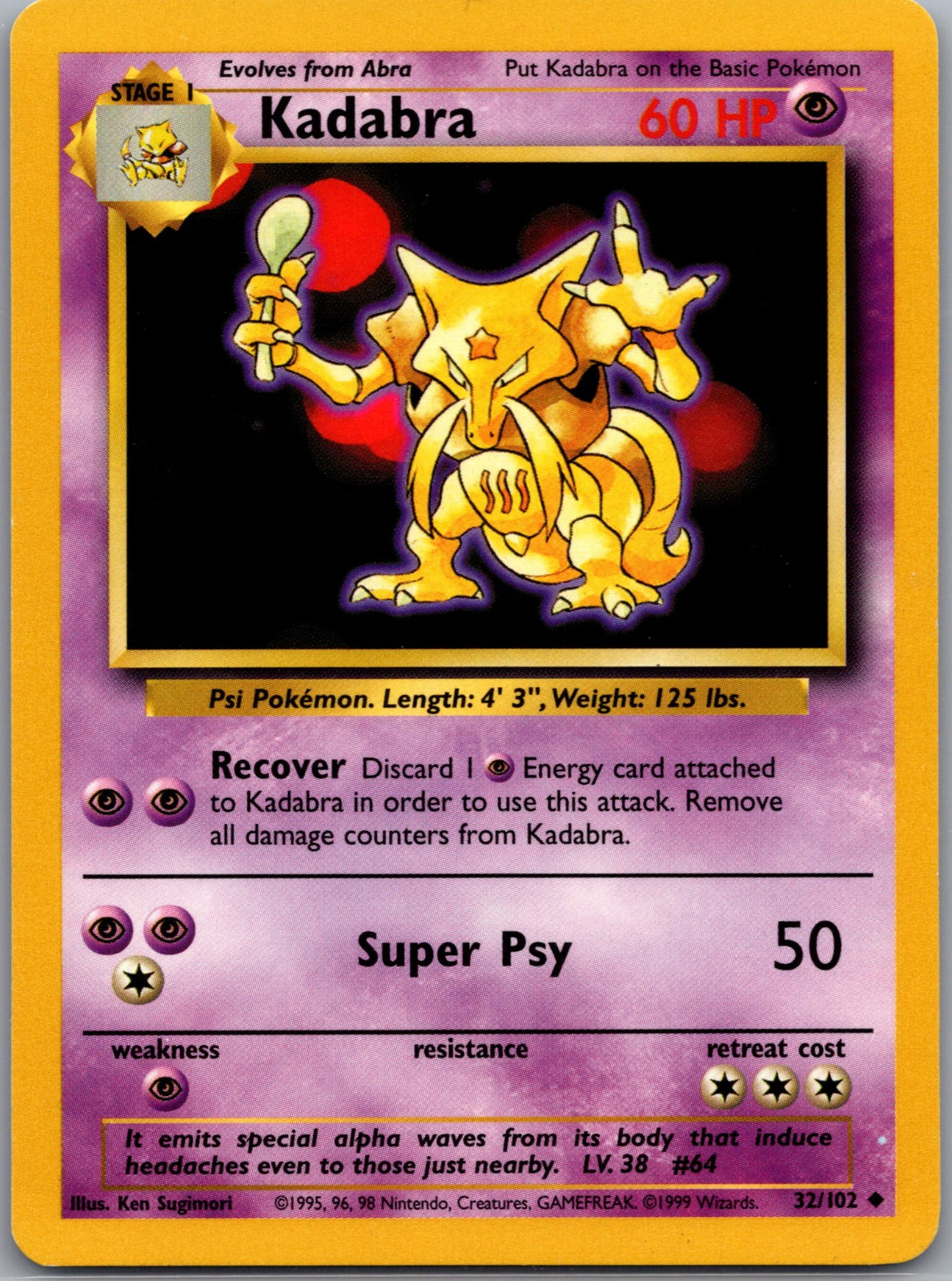1999 Base Set 032/102 Kadabra LP F347