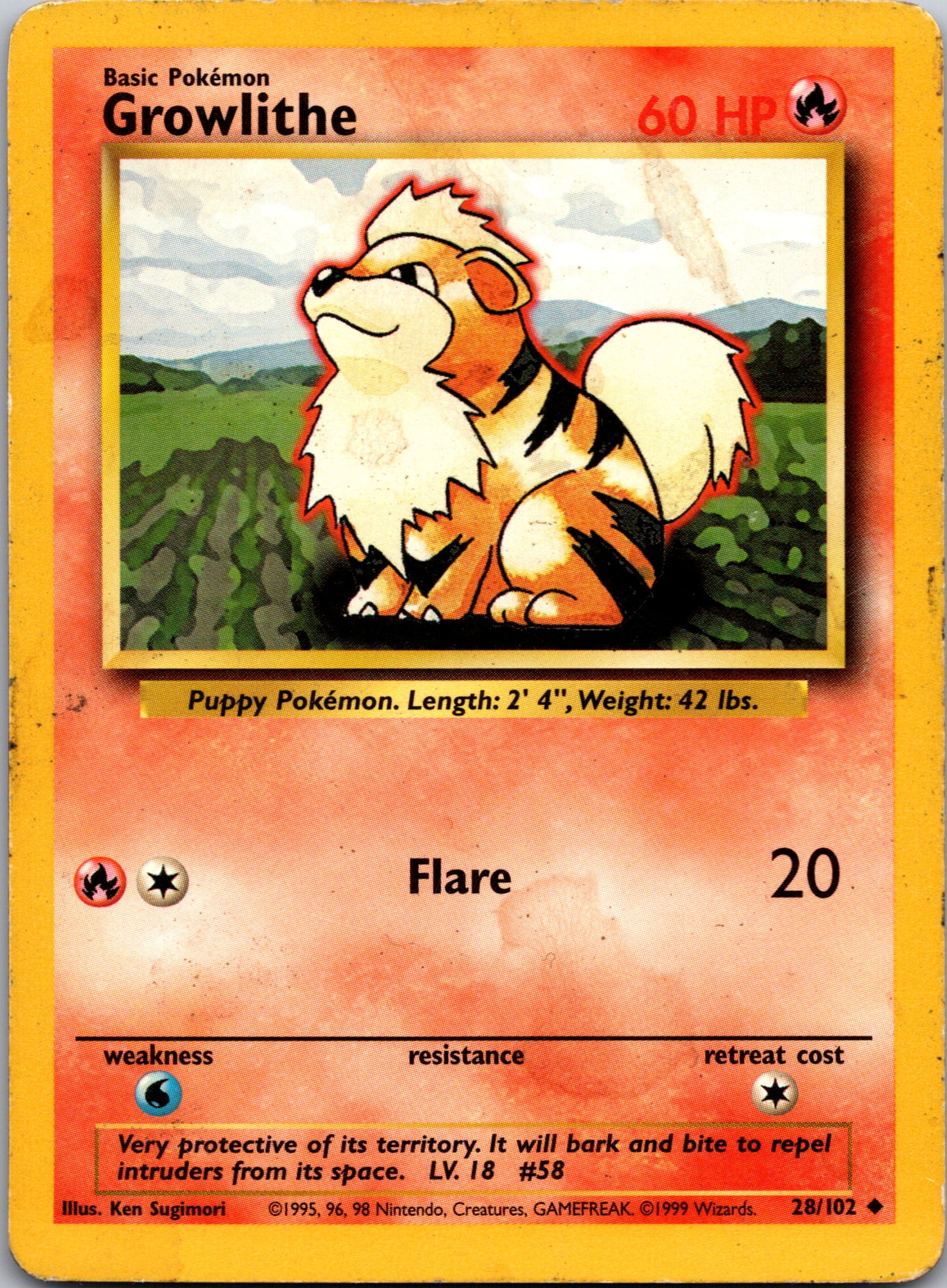 1999 Base Set 028/102 Growlithe Uncommon A74