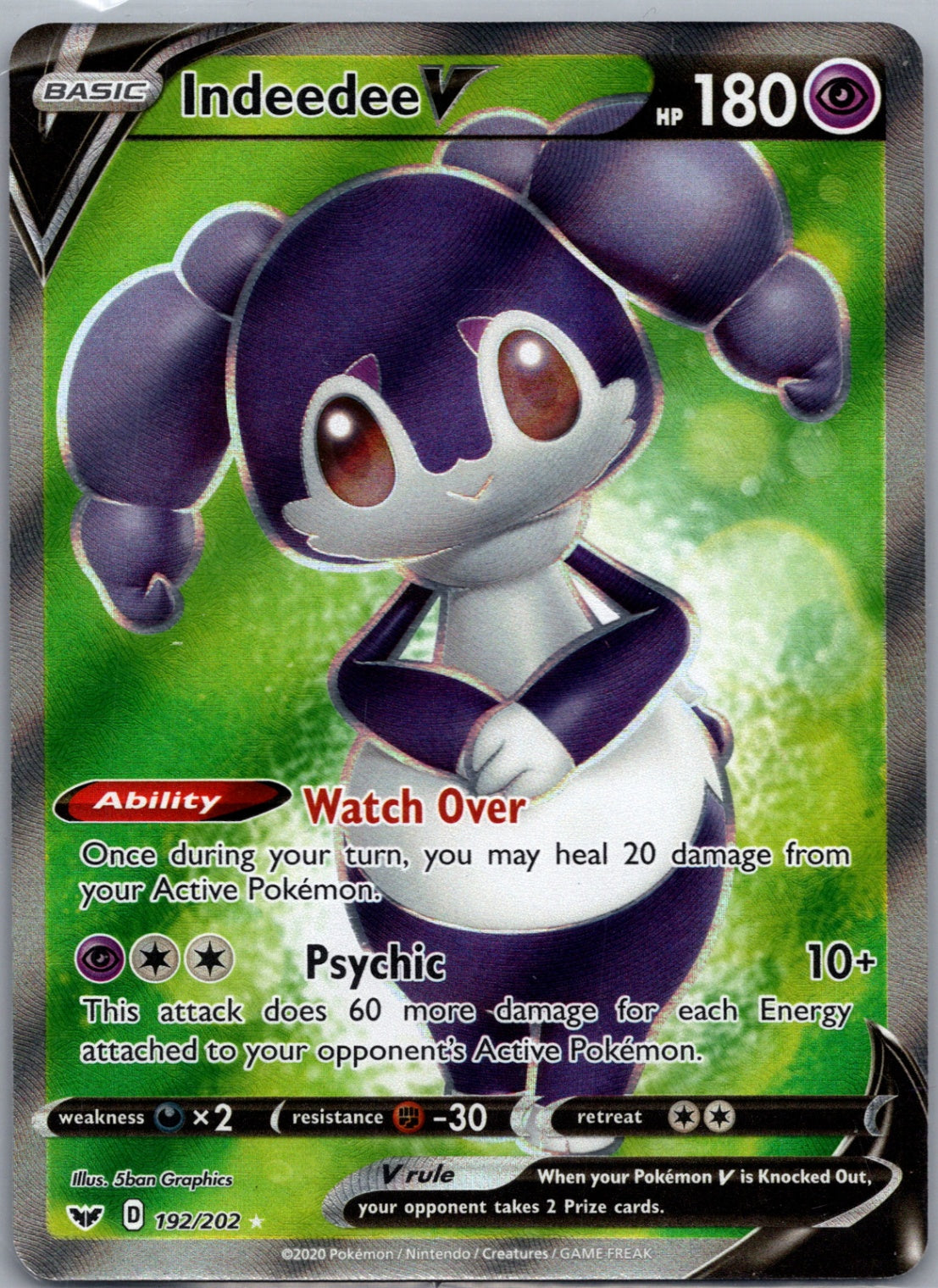 2020 SWSH01: Sword & Shield Base Set 192/202 Indeedee V (Full Art) Ultra Rare D211