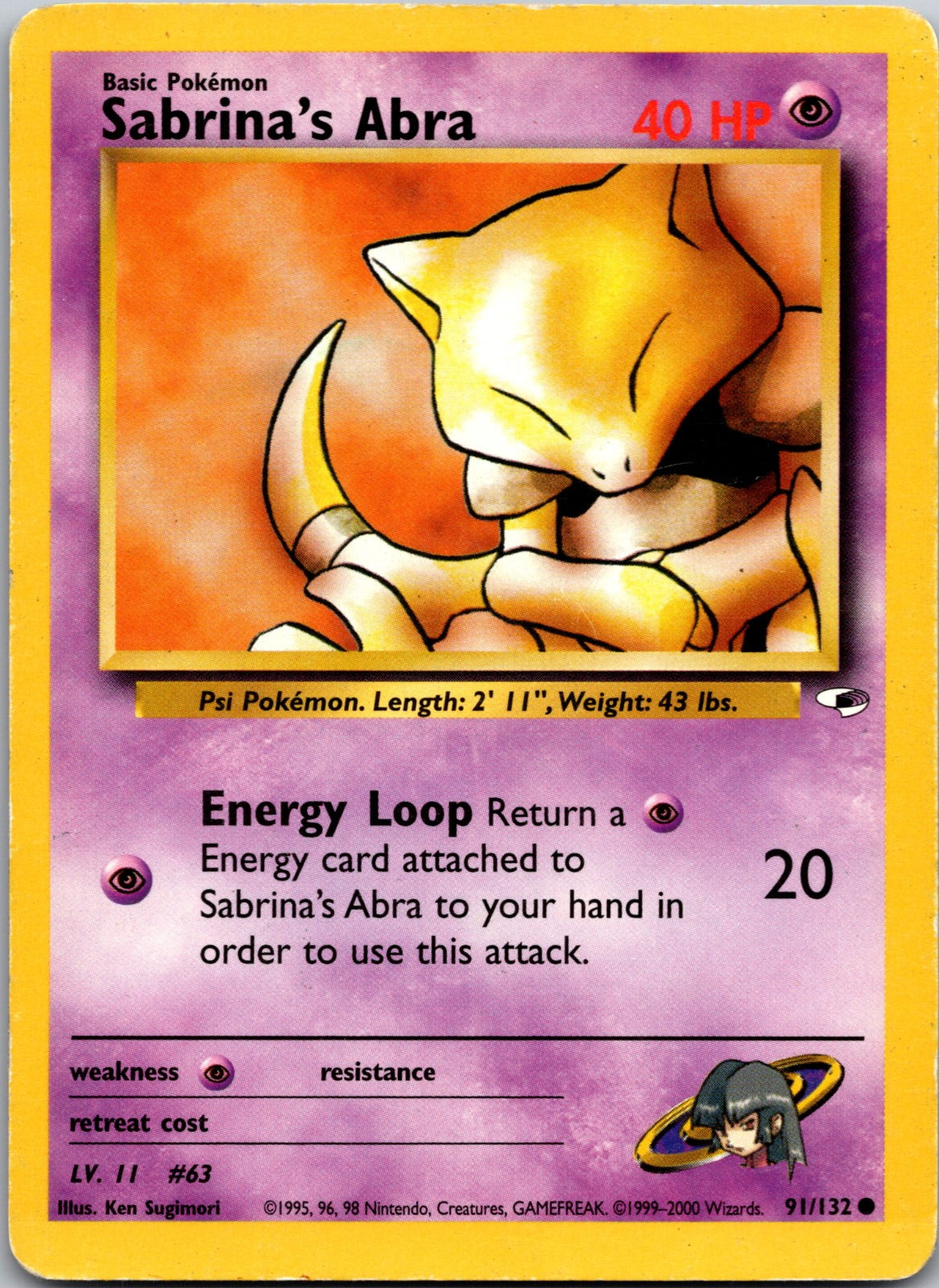 2000 Gym Heroes 091/132 Sabrina's Abra LP