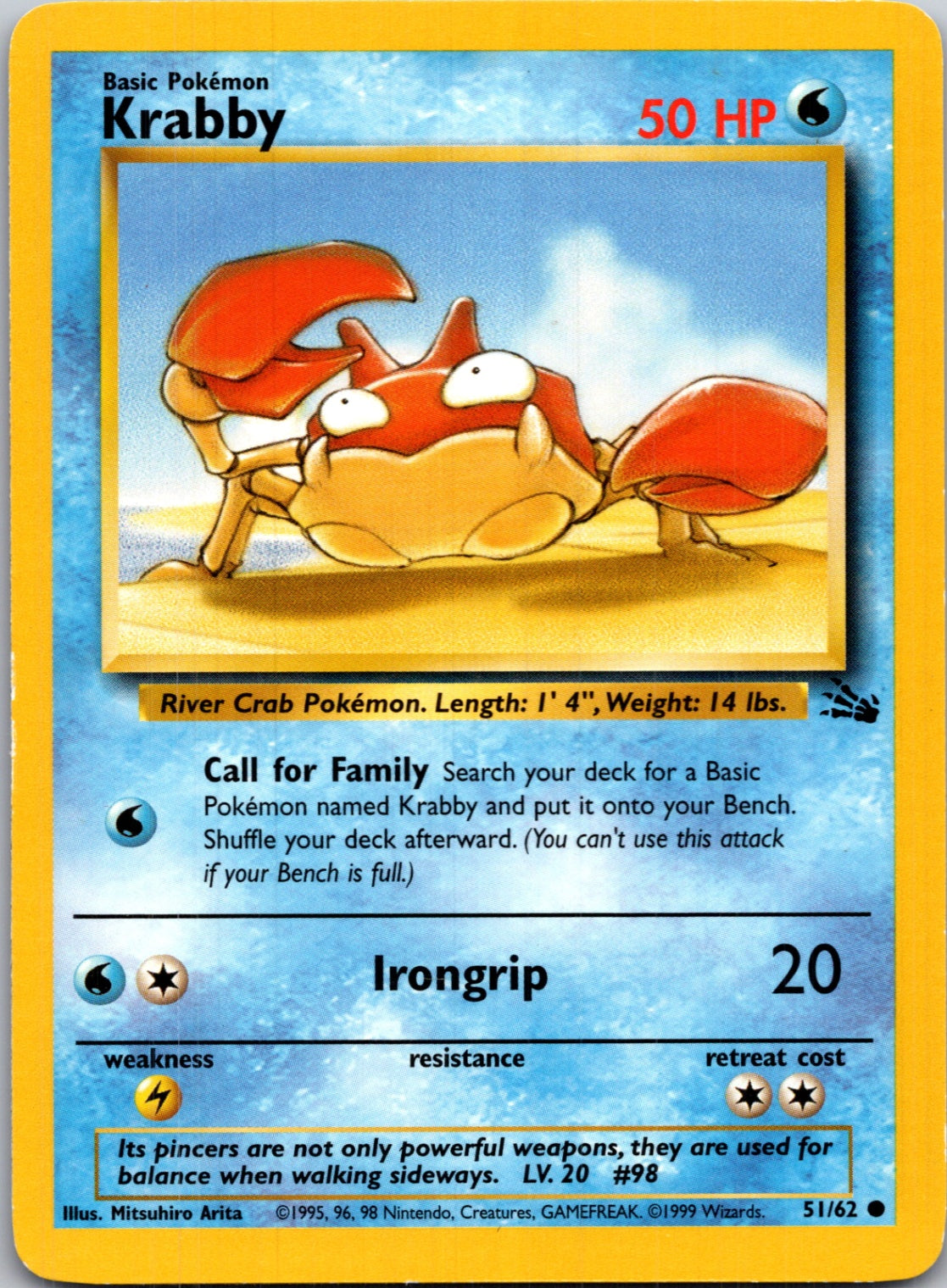 1999 Fossil #51/62 Krabby Common B238