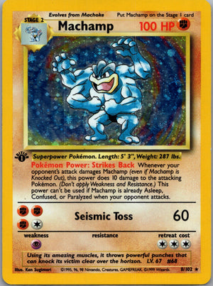 1999 Deck Exclusives 008/102 Machamp -  (Base Set Shadowless) Holo Rare LP G310