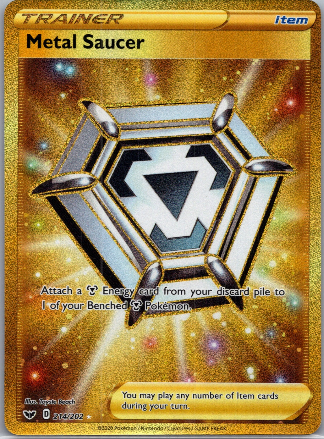2020 SWSH01: Sword & Shield Base Set 214/202 Metal Saucer (Secret) Secret Rare F168