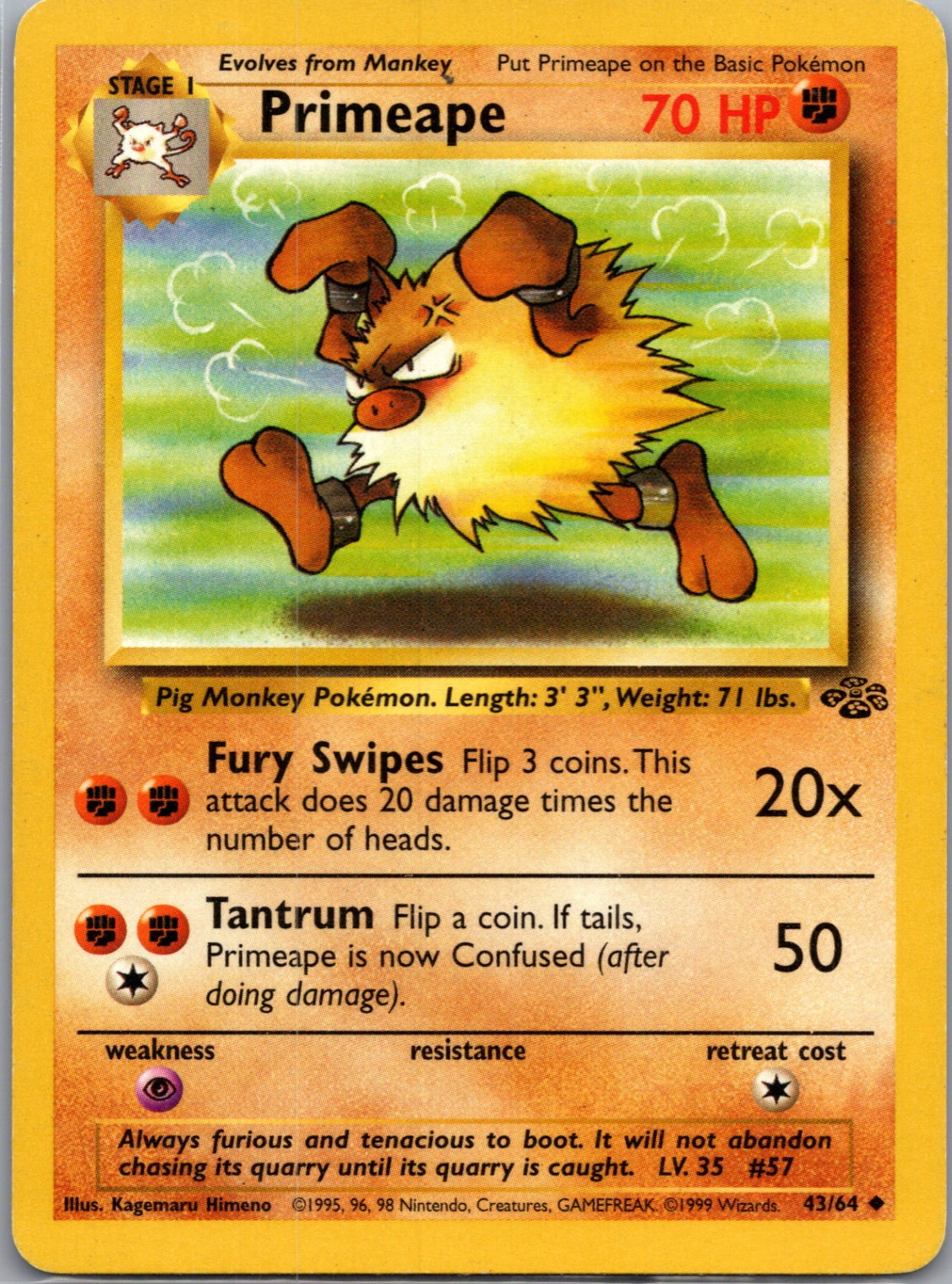 Jungle 43/64 Primeape Uncommon NM