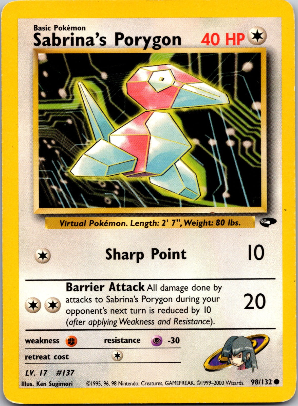 2000 Gym Challenge 098/132 Sabrina's Porygon LP