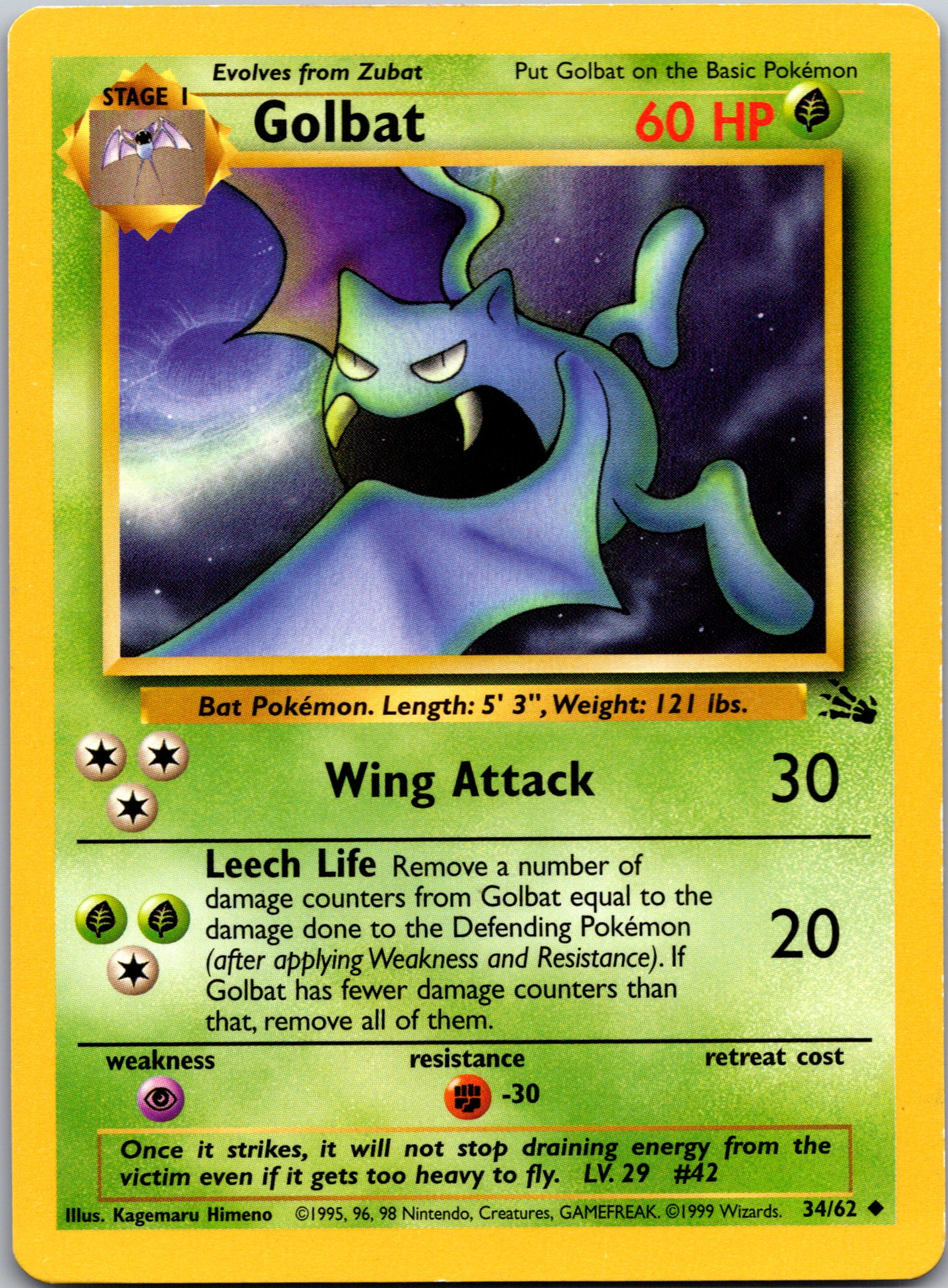 1999 Fossil 34/62 Golbat Uncommon A333