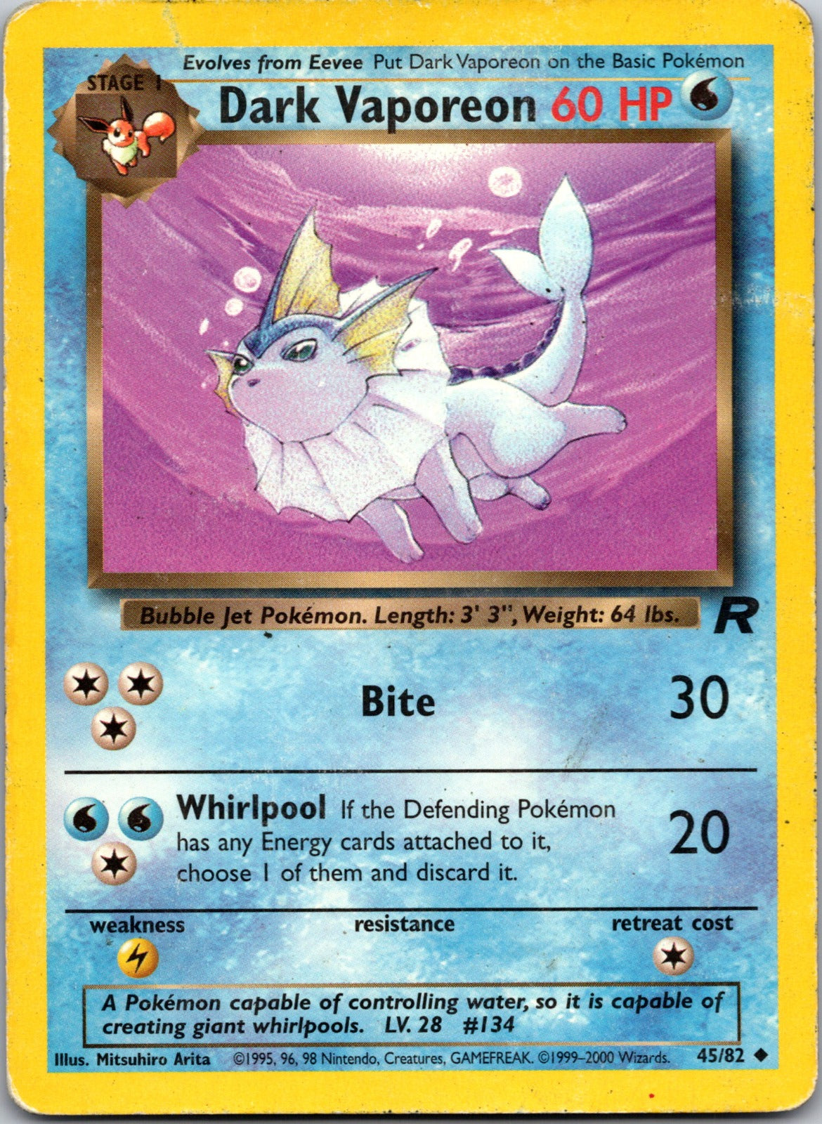 2000 Team Rocket 45/82 Dark Vaporeon HP Y100
