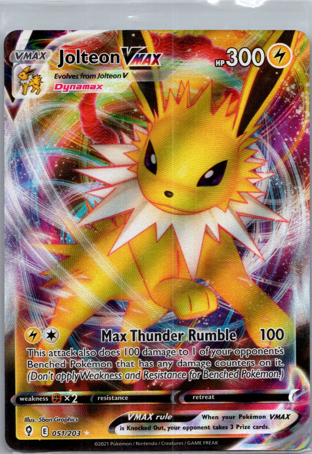 Jolteon VMAX Holofoil Ultra Rare SWSH07: Evolving Skies 051/203 NM