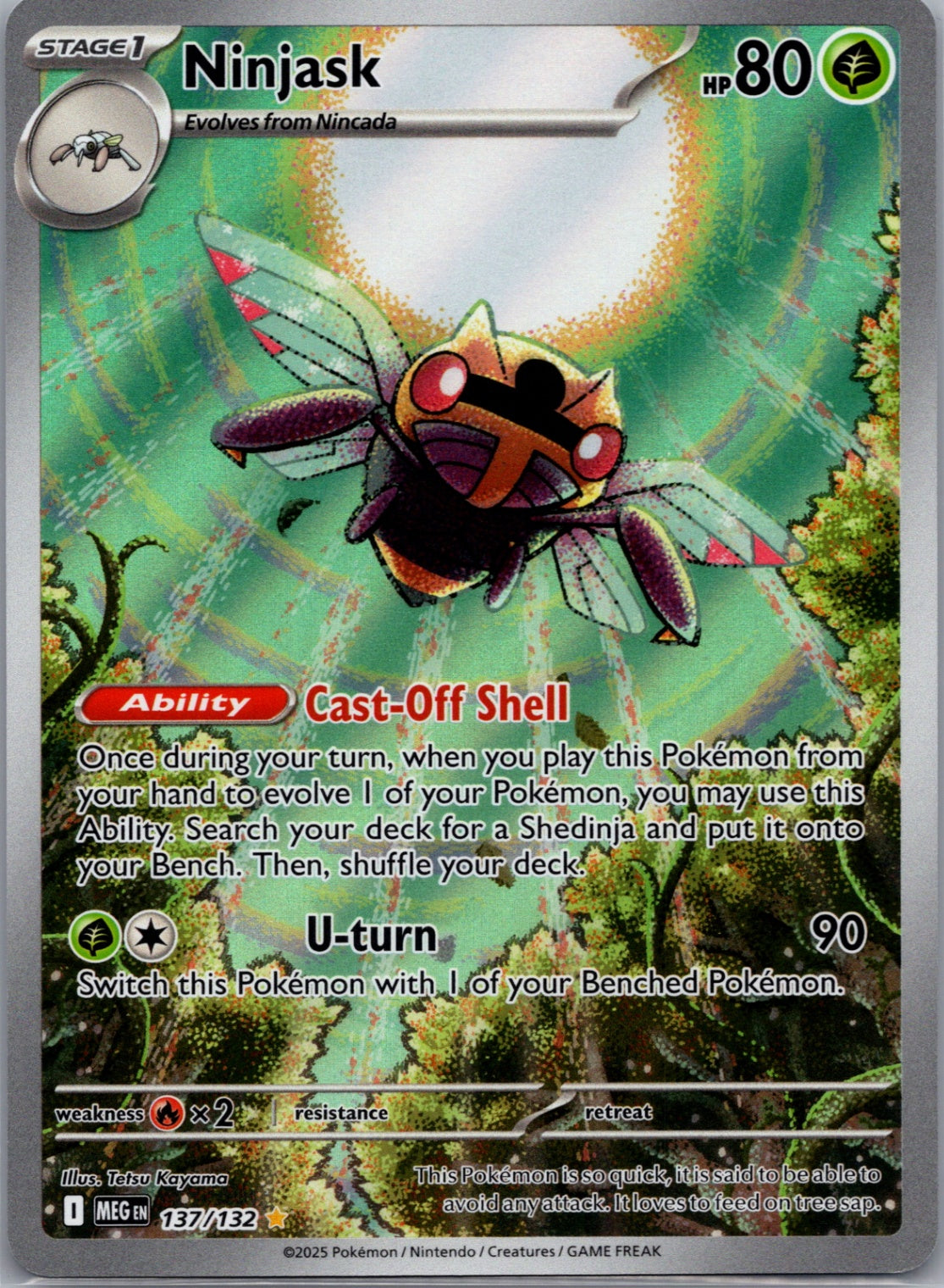 Ninjask Holofoil Illustration Rare ME01: Mega Evolution 137/132 NM
