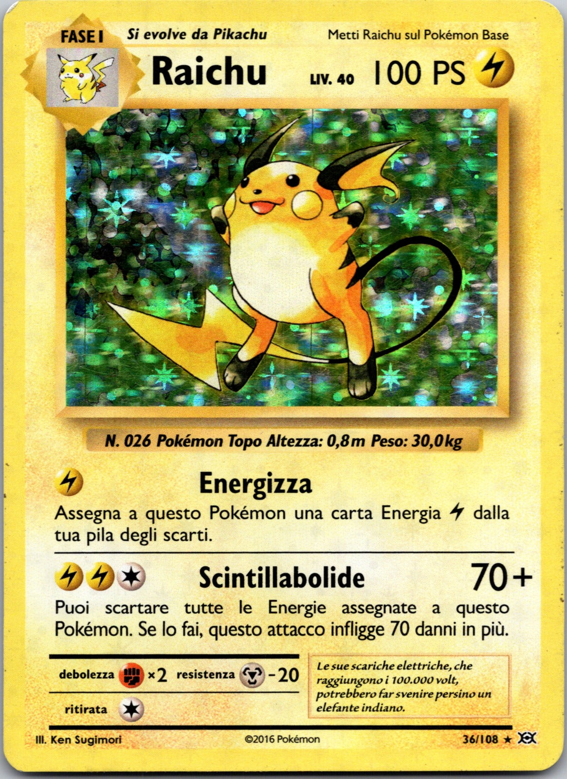 2016 Raichu XY - Evolutions 36/108 NM