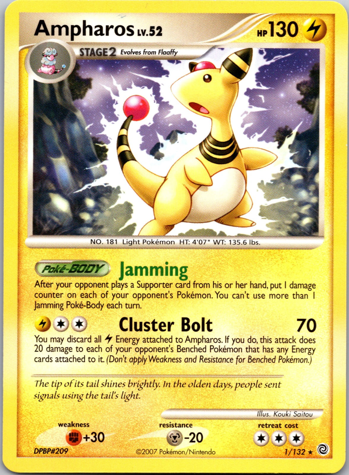 2007 DP Secret Wonders 001/132 Ampharos LP E178