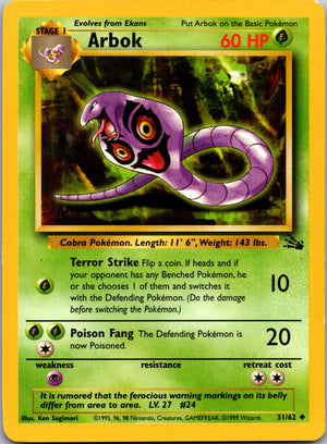 1999 Fossil #31/62 Arbok Uncommon C207