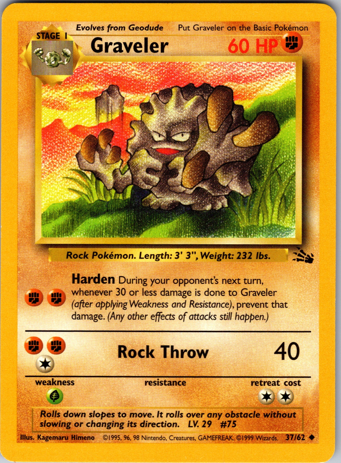 2000 Fossil 37/62 Graveler Uncommon A307