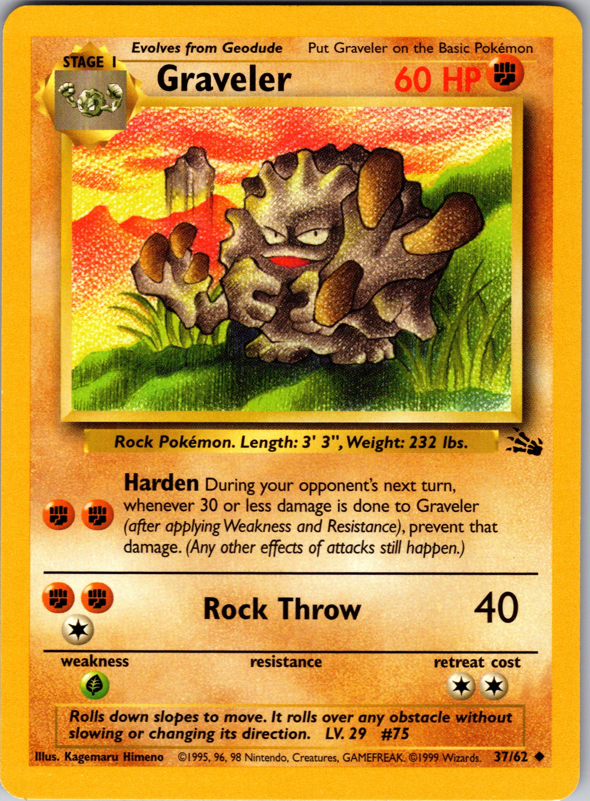 2000 Fossil 37/62 Graveler Uncommon A307