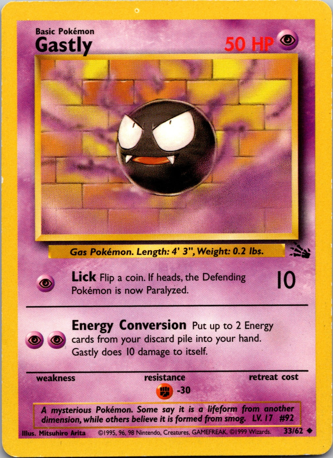 1999 Fossil 33/62 Gastly HP Y313
