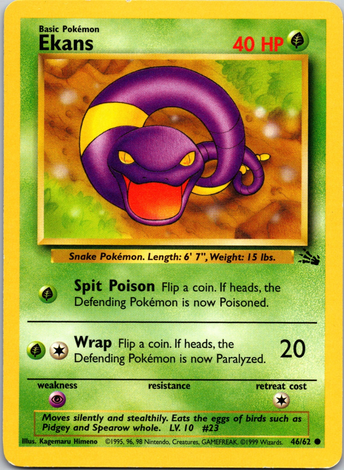 1999 Fossil #46/62 Ekans Common B102