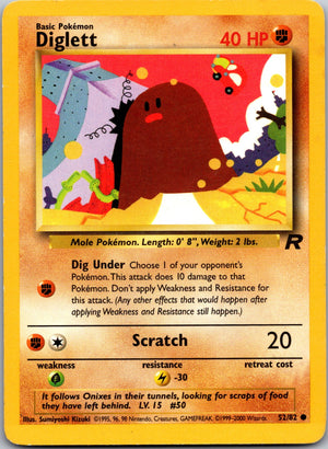 2000 Team Rocket 52/82 Diglett LP