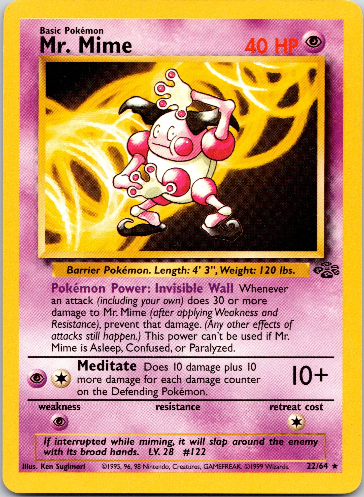 1999 Jungle 22/64 Mr. Mime Rare A22