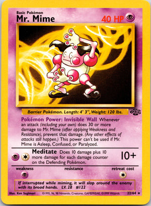 1999 Jungle 22/64 Mr. Mime Rare A22
