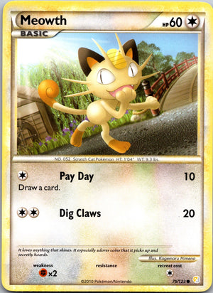 2010 HeartGold SoulSilver 75/123 Meowth LP