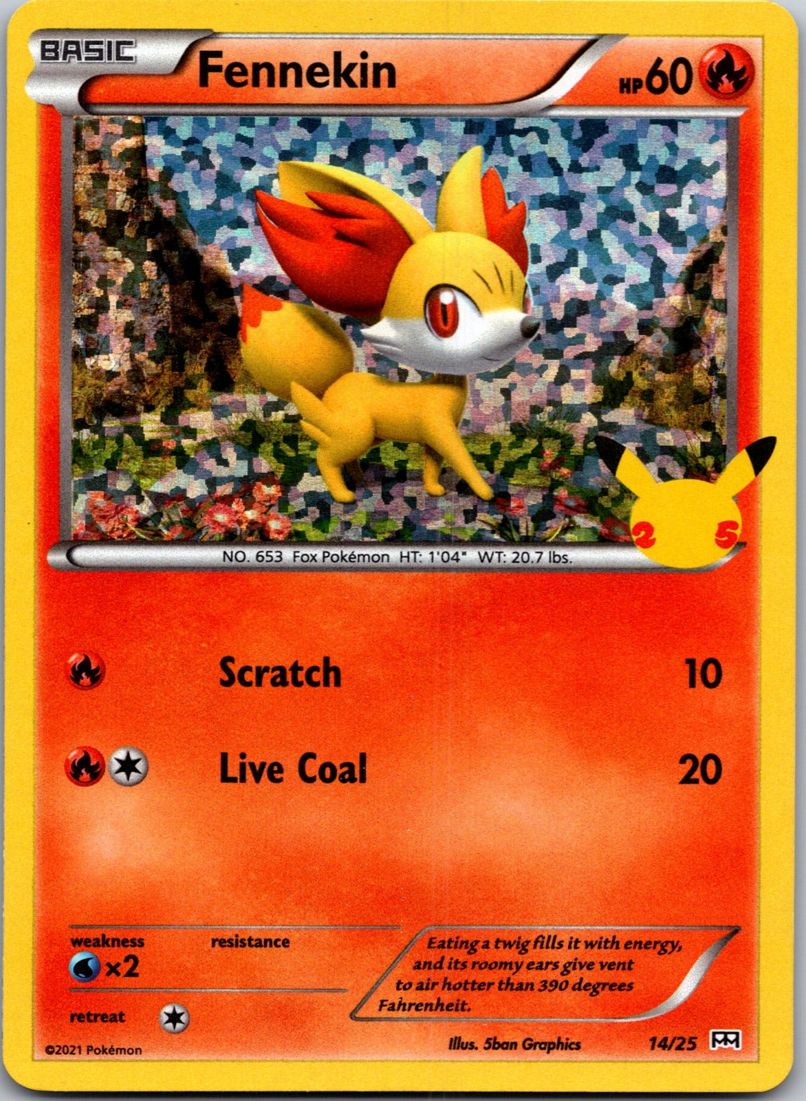 2021 McDonald's 25th Anniversary Promo 014/025 Fennekin - 14/25 LP