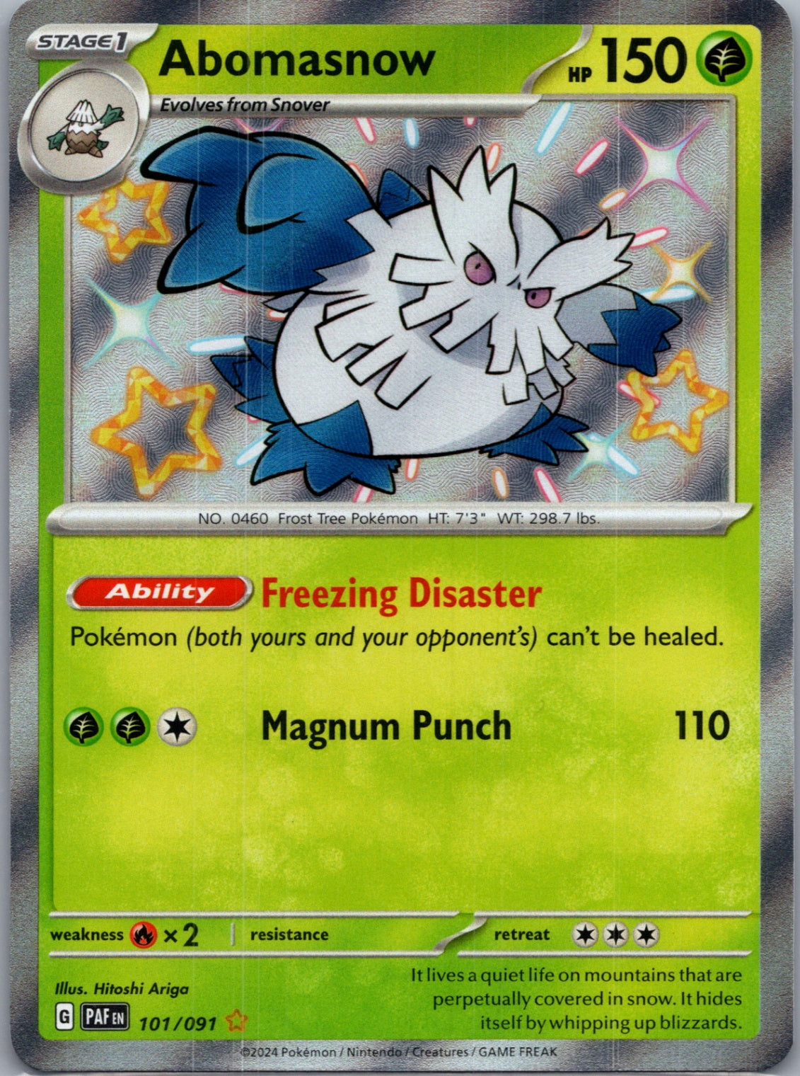 2024 SV: Paldean Fates 101/091 Abomasnow Shiny Rare F156
