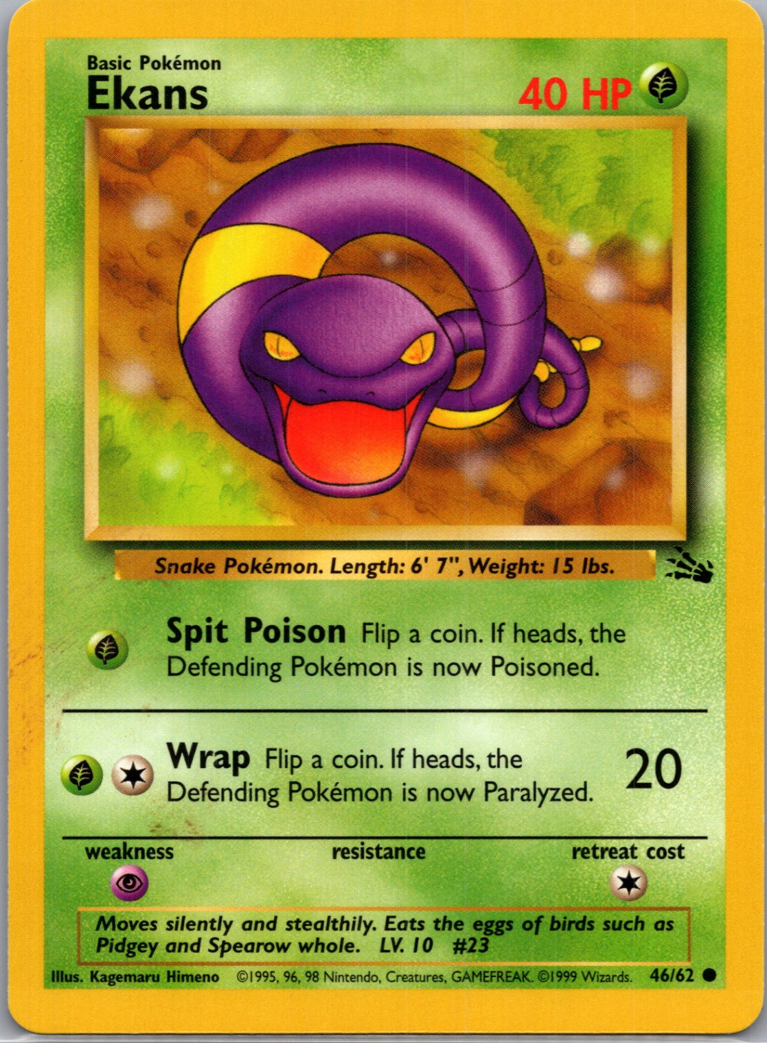 1999 Fossil #46/62 Ekans Common B124