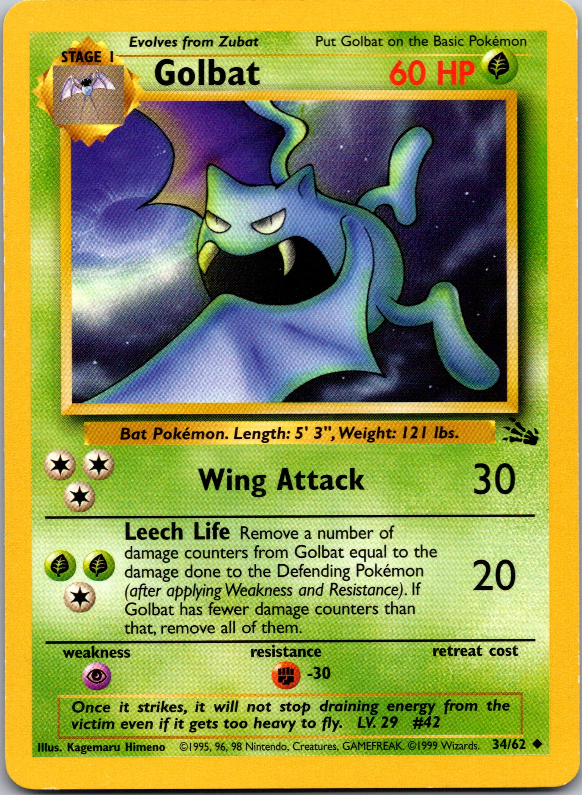 1999 Fossil 34/62 Golbat Uncommon A337