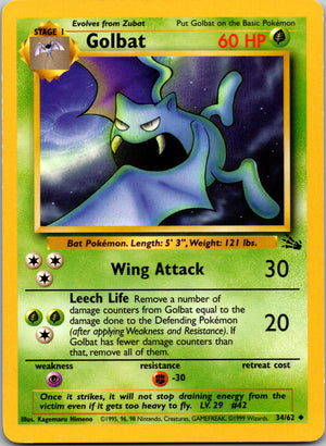 1999 Fossil 34/62 Golbat Uncommon A337