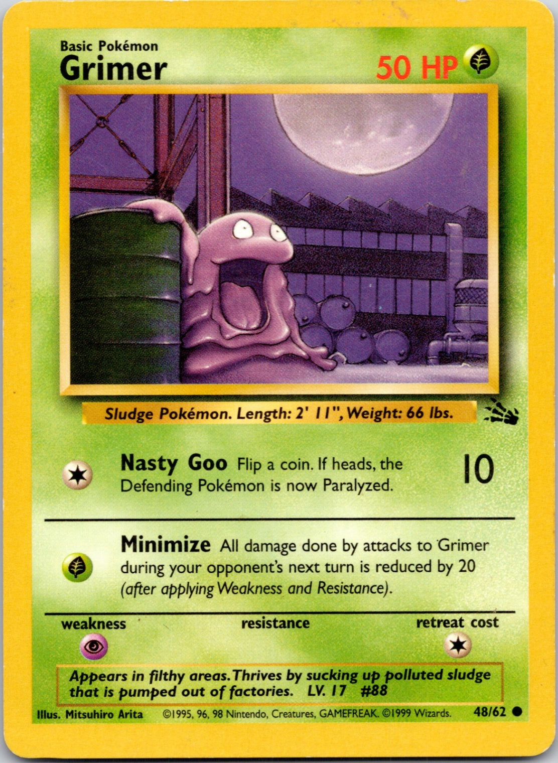 1999 Fossil #48/62 Grimer Common A5