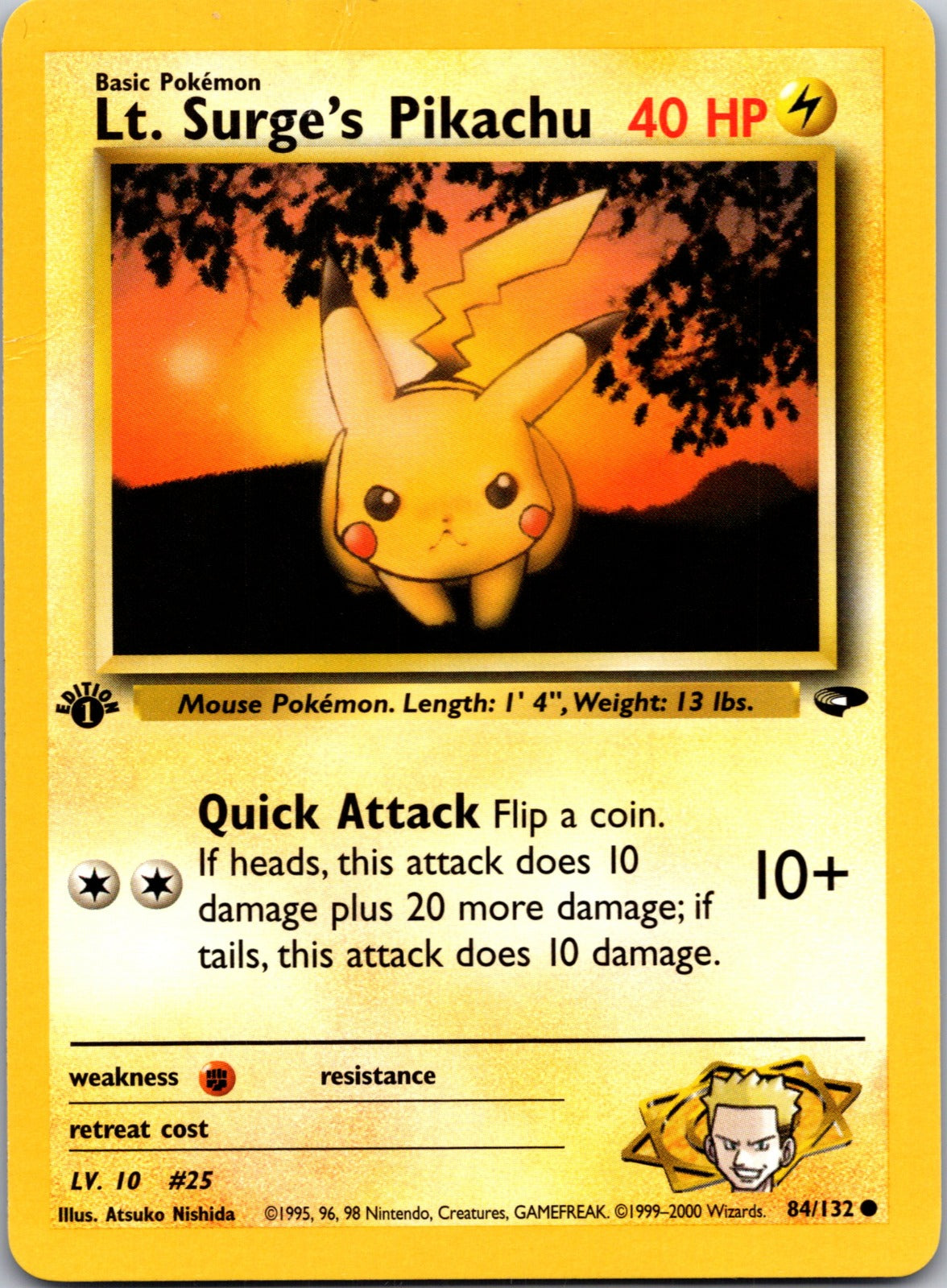 2000 Gym Challenge 084/132 Lt. Surge's Pikachu LP