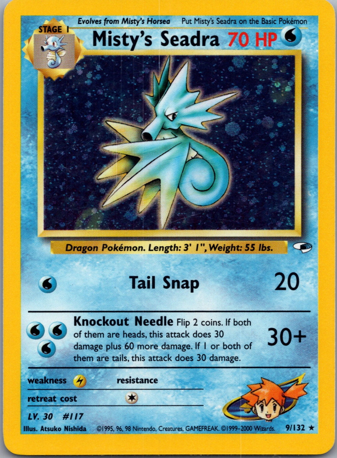 2000 Gym Heroes 009/132 Misty's Seadra Holo Rare G221
