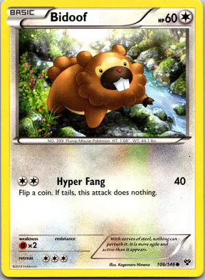 2014 XY Base Set 106/146 Bidoof LP