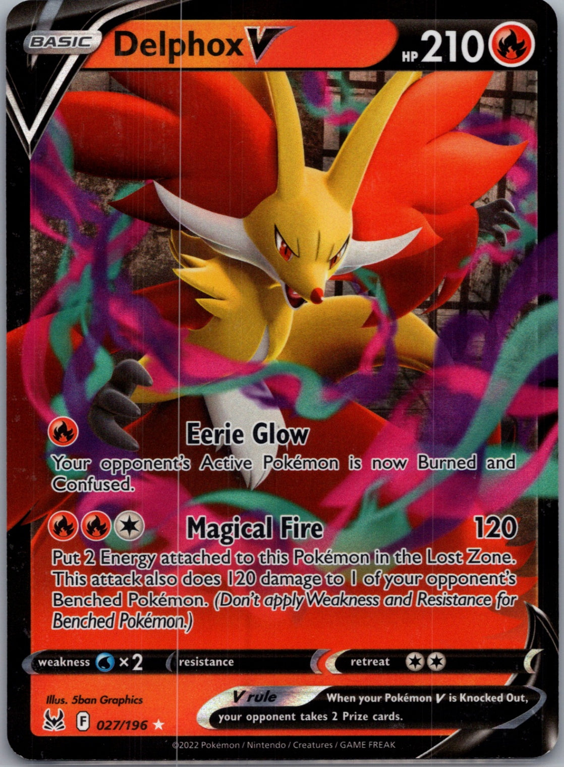 SWSH11: Lost Origin 027/196 Delphox V Ultra Rare NM
