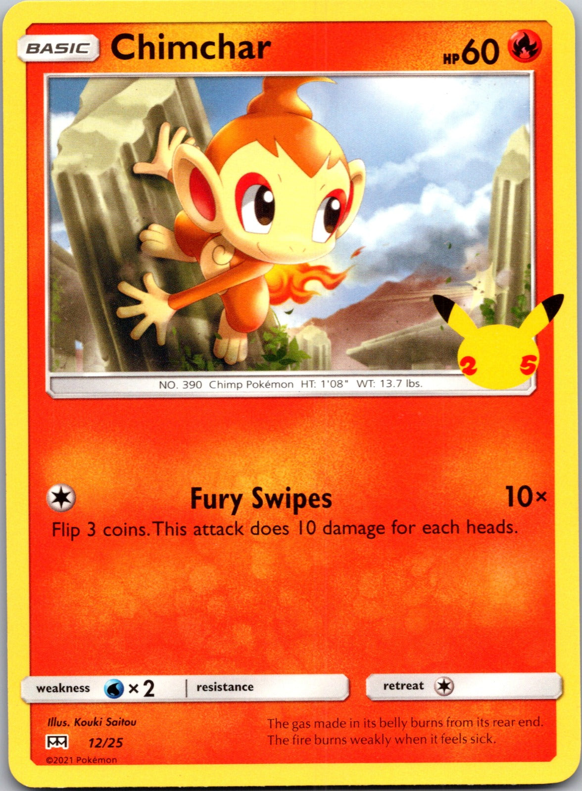 2021 McDonald's 25th Anniversary Promo 012/025 Chimchar - 12/25 LP