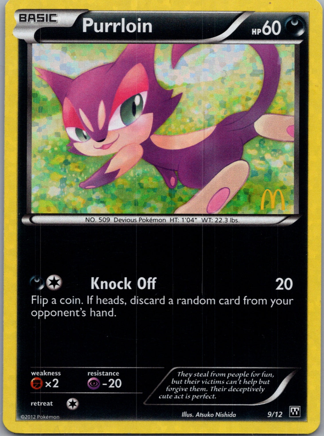 2012 McDonald's Promo 009/012 Purrloin Holo D100