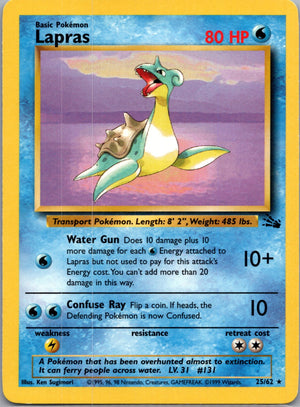 Fossil 25/62 Lapras (25) Rare NM