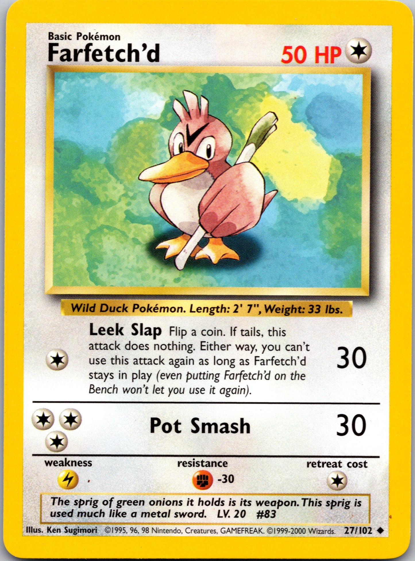 1999 Base Set 027/102 Farfetch'd Uncommon A85