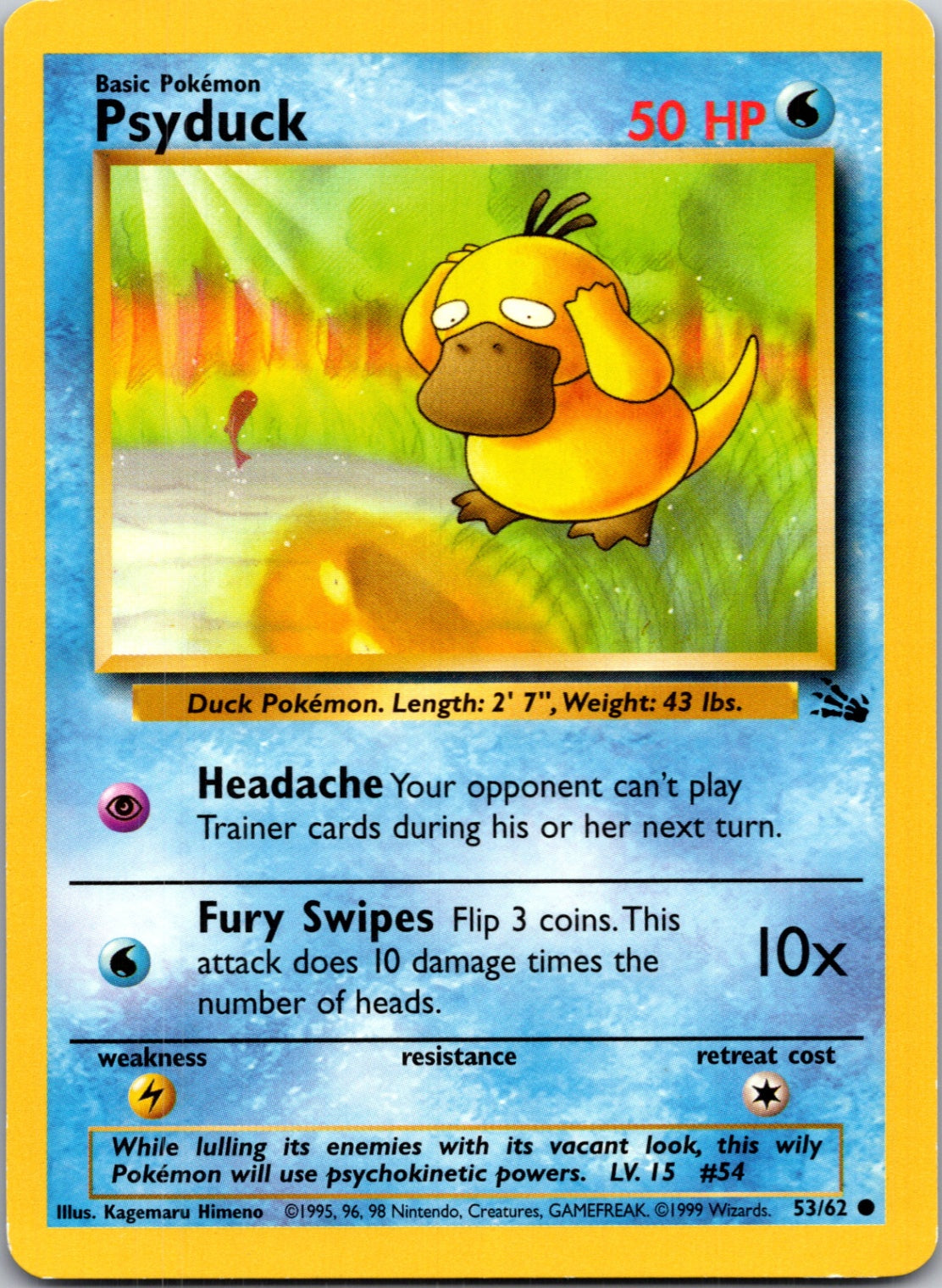 1999 Fossil #53/62 Psyduck Common B266