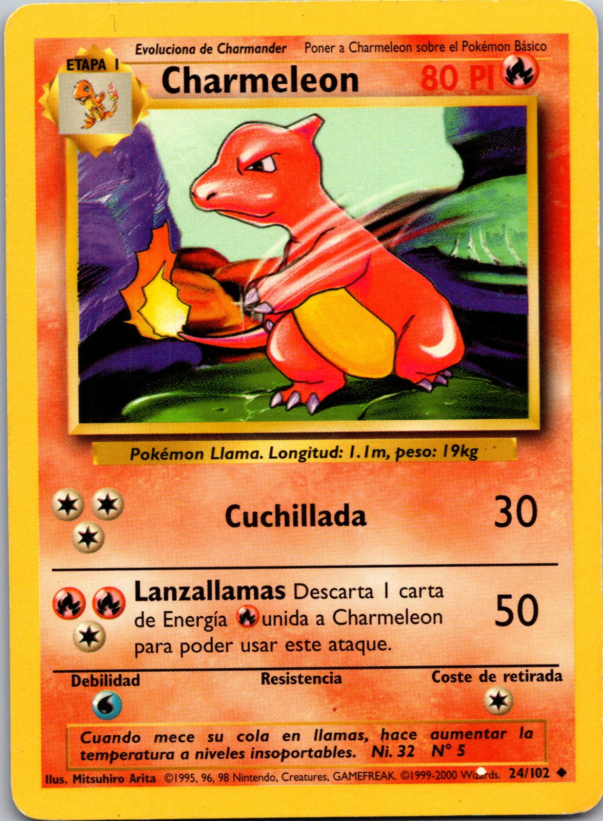 1999 Base Set (Shadowless) 024/102 Charmeleon LP